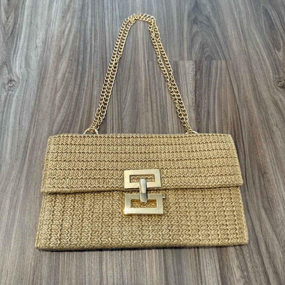 NWT Woven Bag with Gold Clasp - Picture 6 of 13